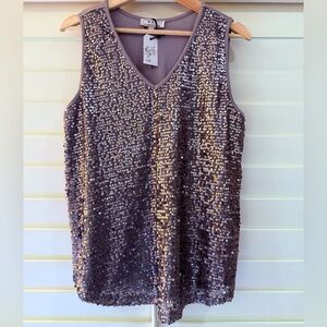 Sequin Sleeveless Top - Gray
